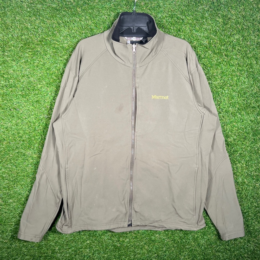 Marmot Mens‎ XL Softshell Full Zip Jacket Olive Green Outdoor Hiking